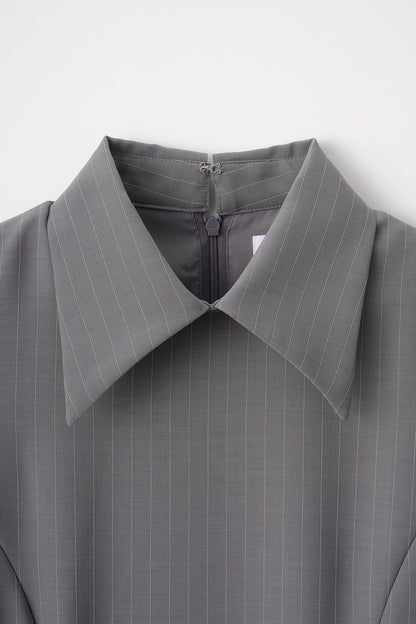 Metropolitan lady dress(Gray stripe)