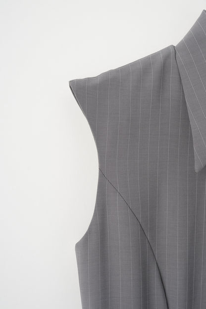 Metropolitan lady dress(Gray stripe)