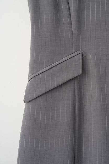 Metropolitan lady dress(Gray stripe)