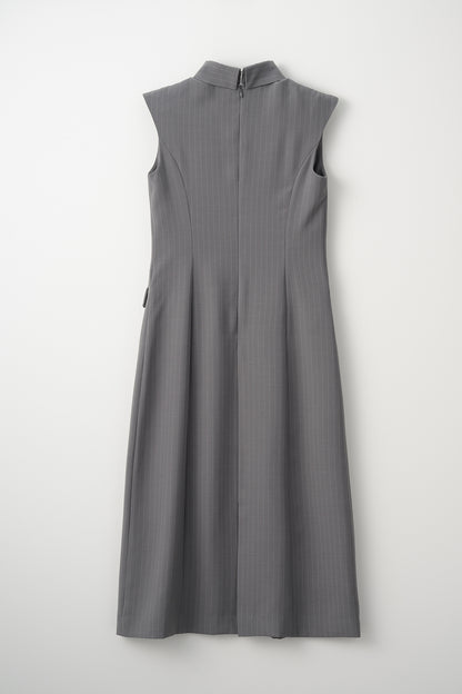 Metropolitan lady dress(Gray stripe)