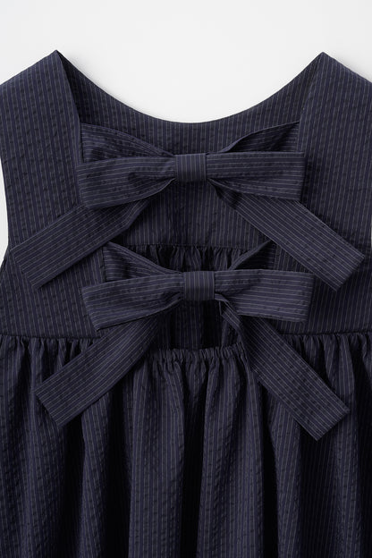 Hashigo ribbon dress(Navy)