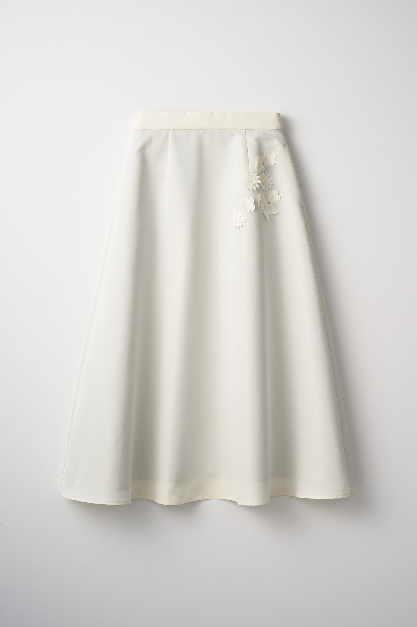 Bouquet grosgrain circular skirt(White)