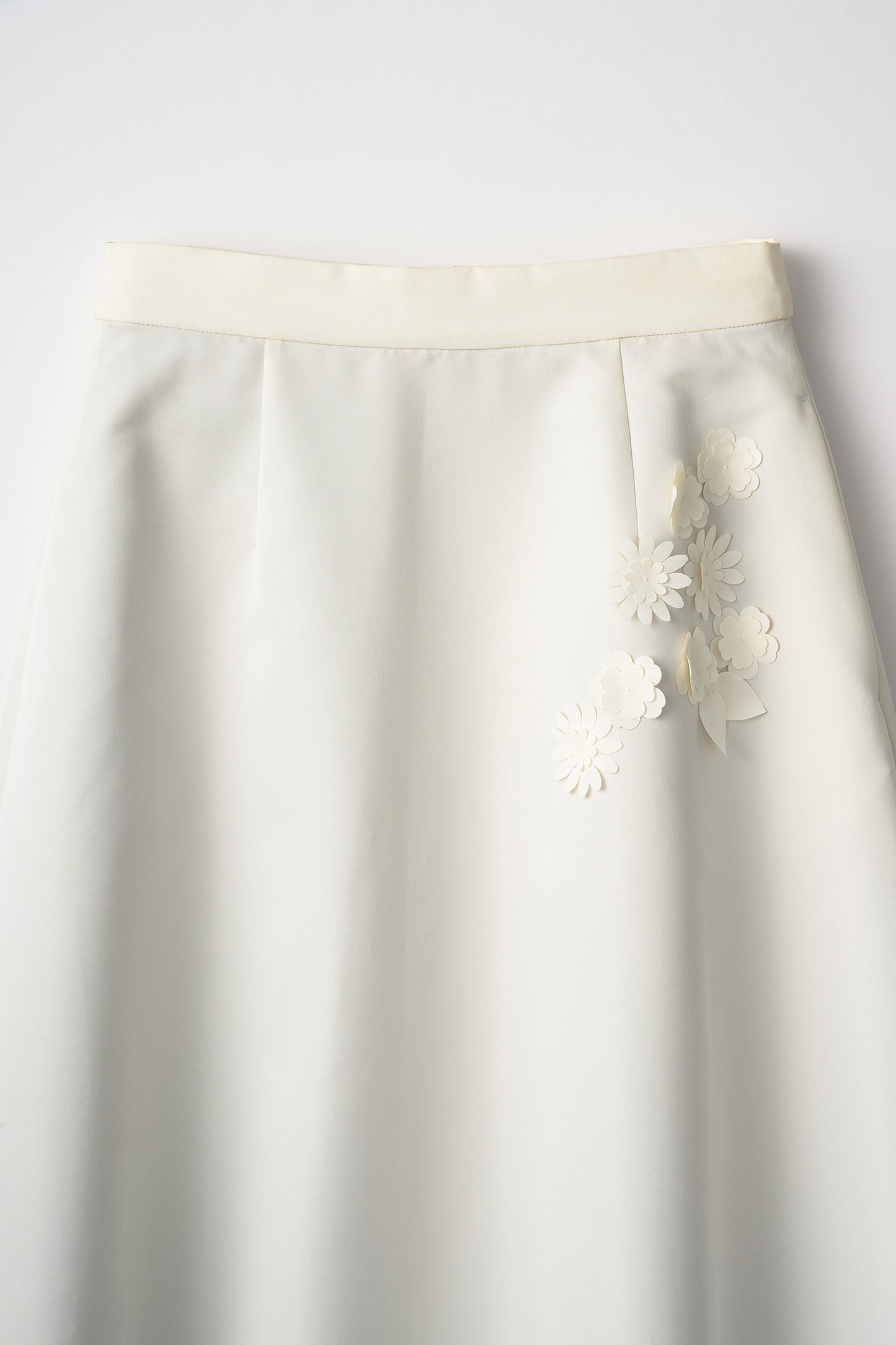 Bouquet grosgrain circular skirt(White)