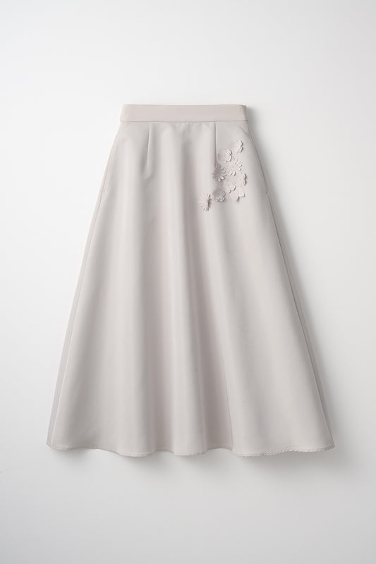 Bouquet grosgrain circular skirt(Beige)