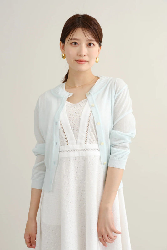 Slight glitter sheer cardigan (Mist blue)