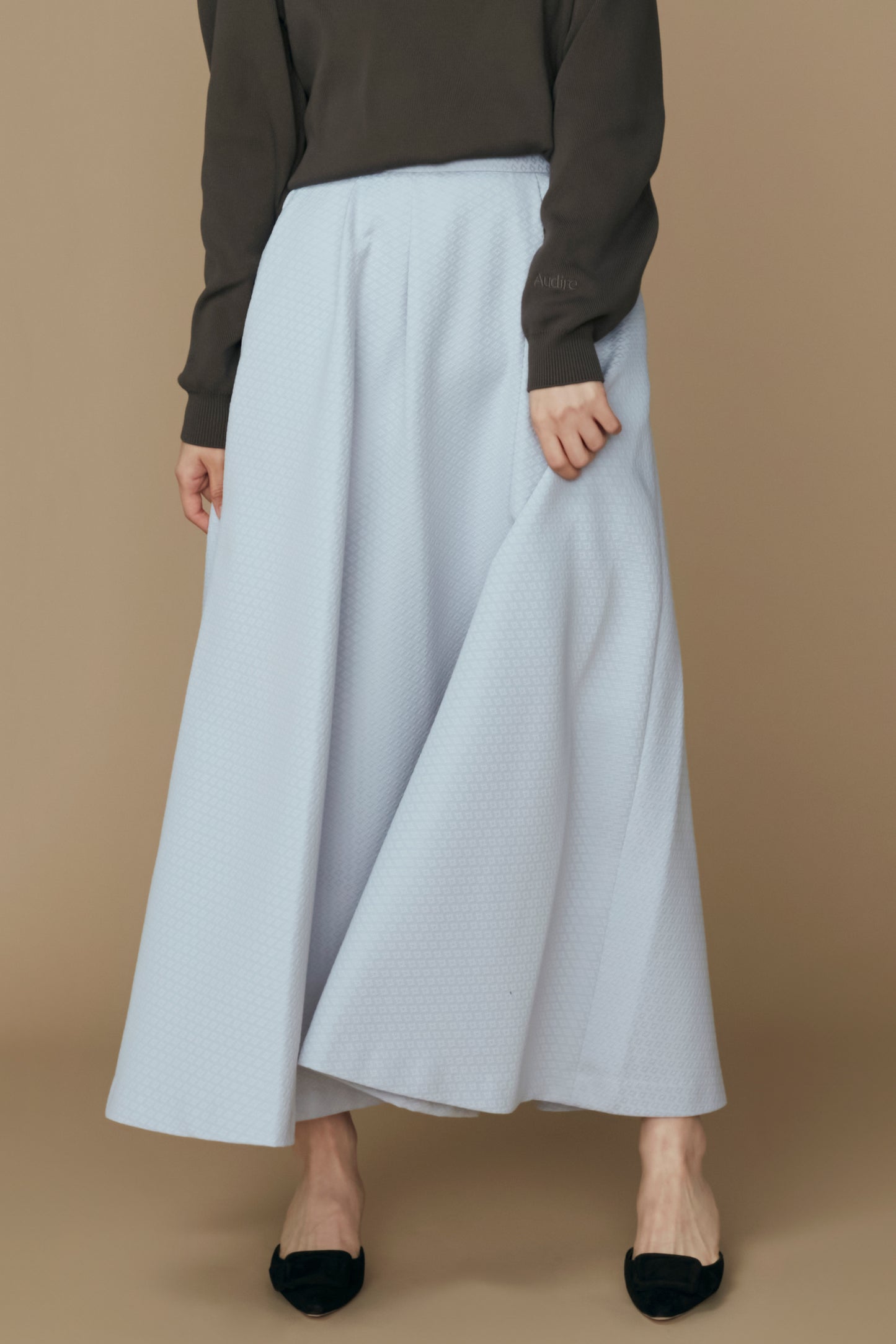 Blooming jacquard skirt (Blue gray)