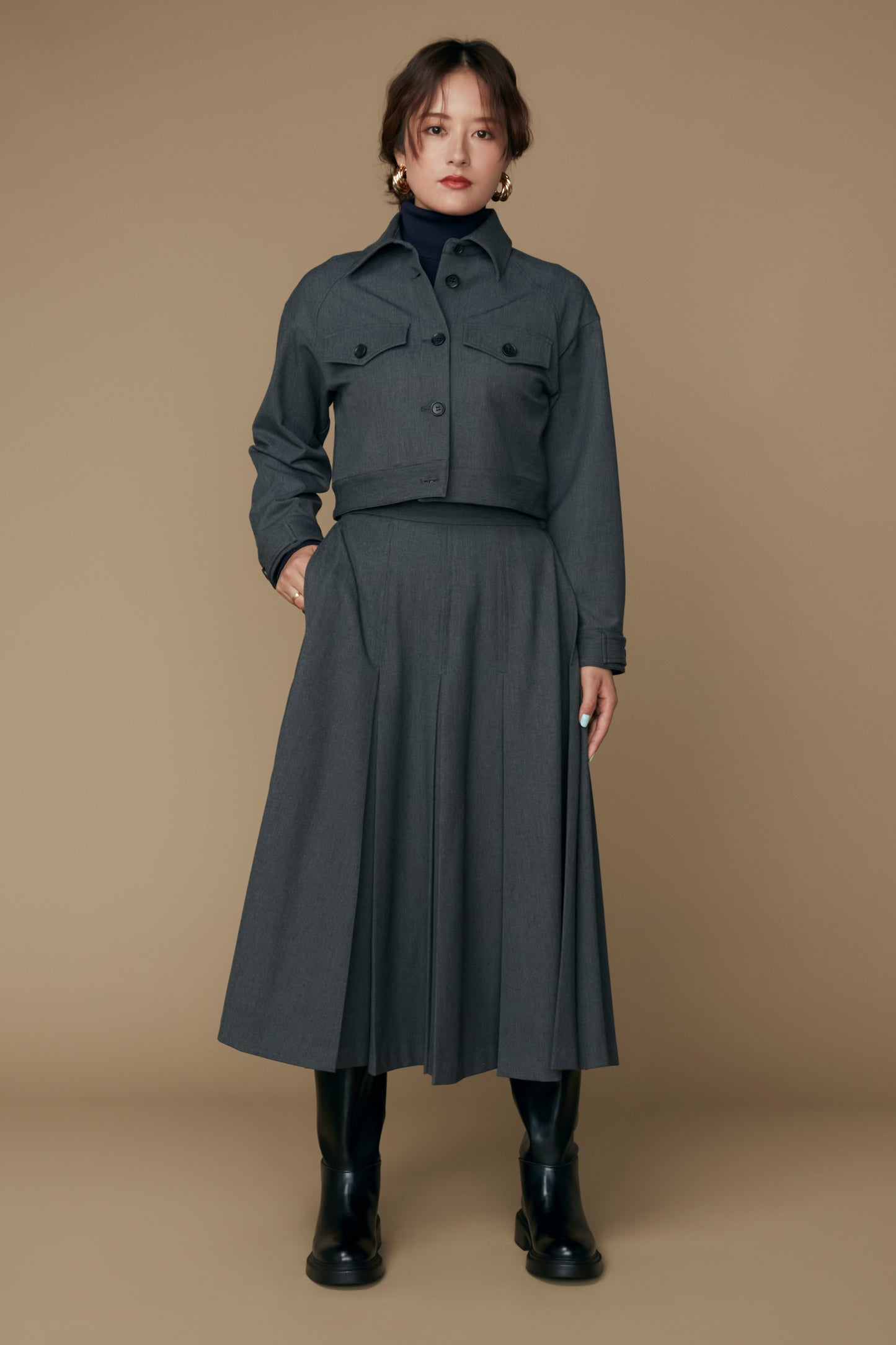 Gentle blouson (Dark gray)