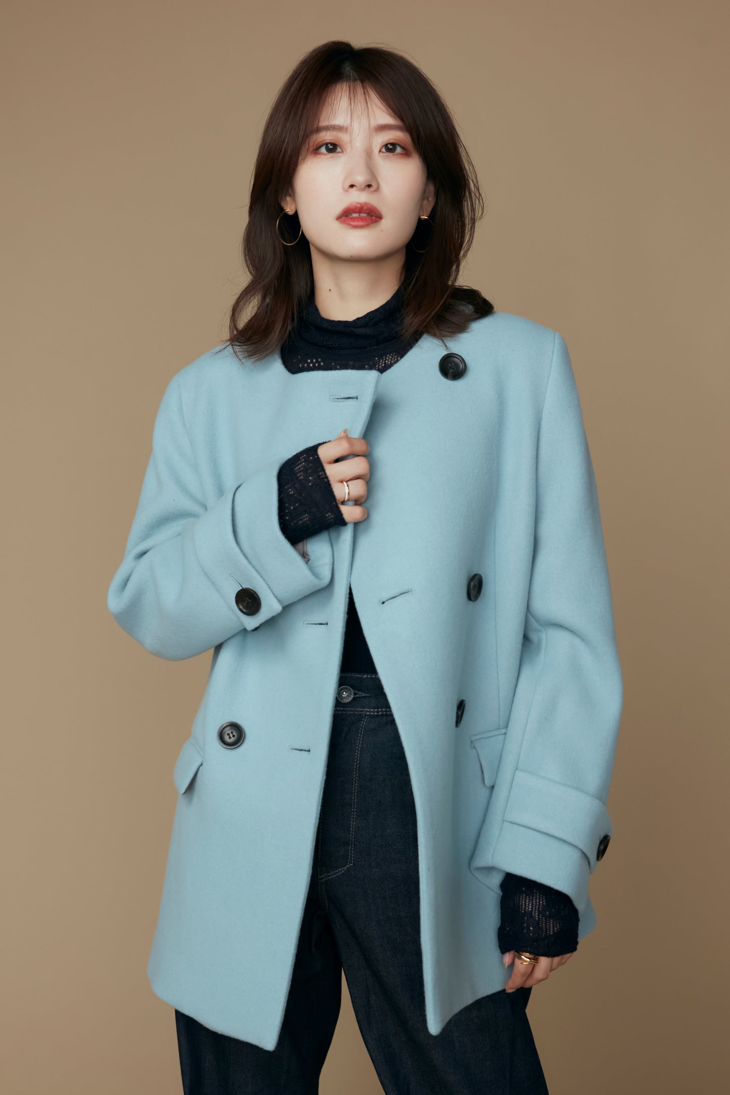 Audire melton coat (Ice blue)