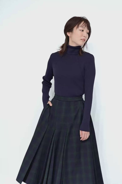 Gentle pleated skirt (Black watch)