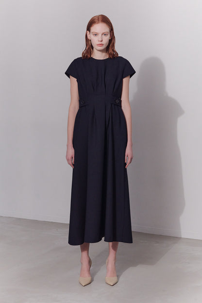 Waist tuck dress(Navy)