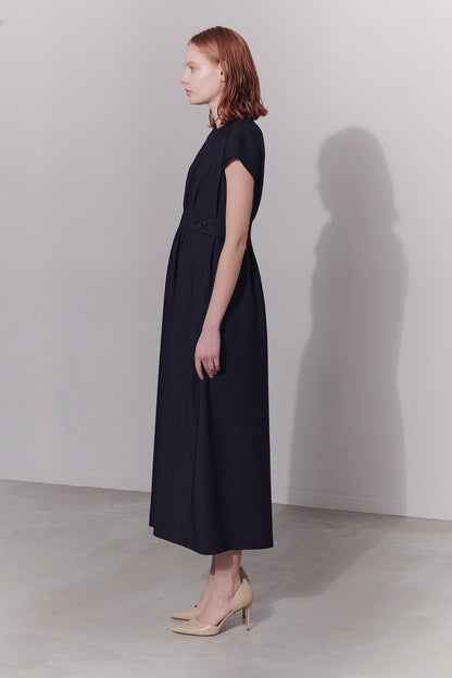 Waist tuck dress(Navy)