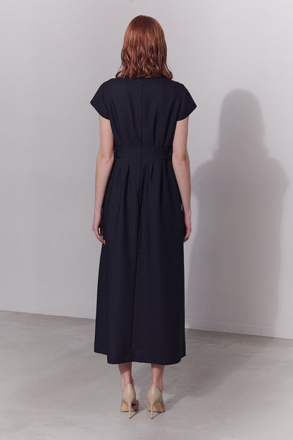 Waist tuck dress(Navy)