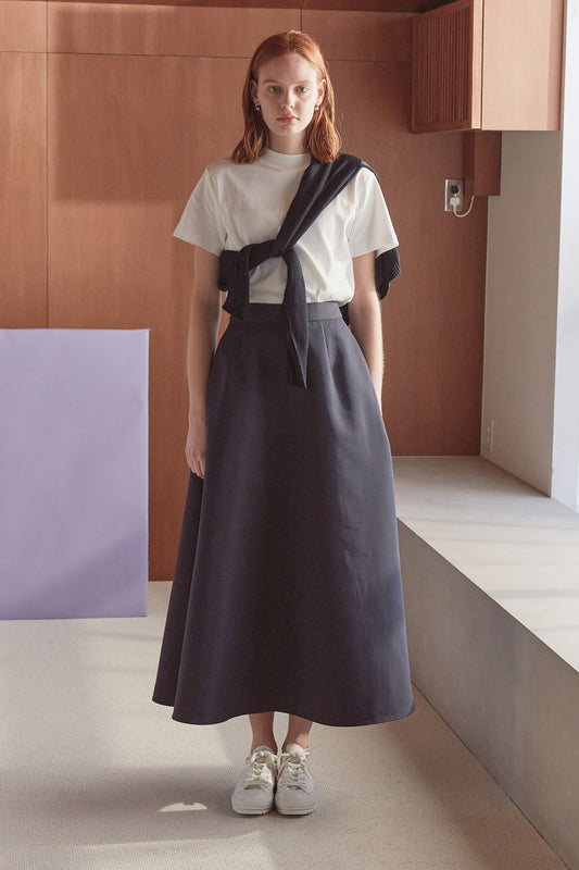 Grosgrain circular skirt(Navy)