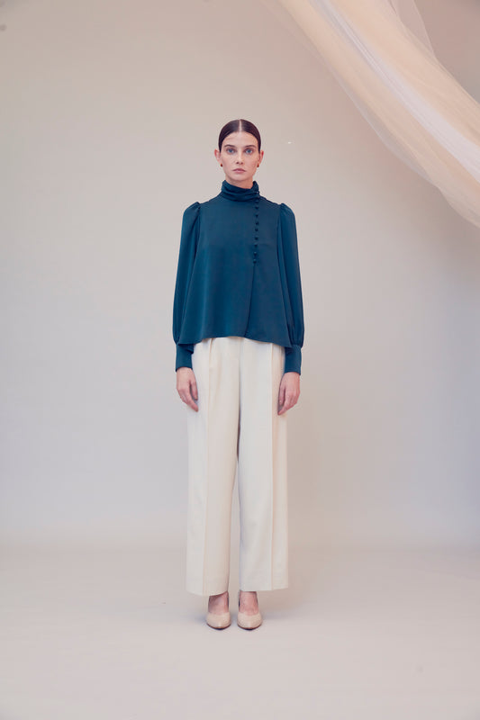 Audire drape blouse (Deep green)