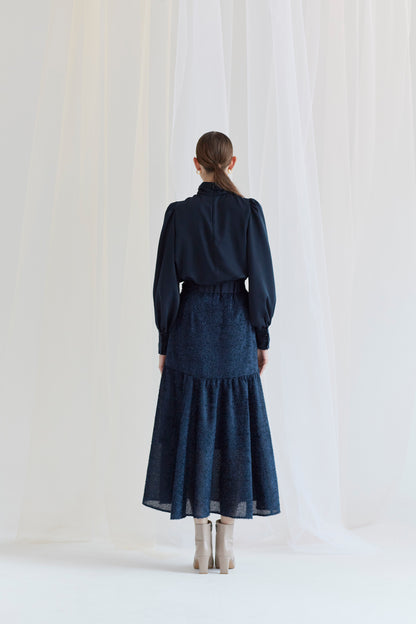 Airy jacquard skirt (Navy)