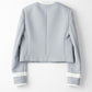 No collar box jacket (Blue gray×Off white)
